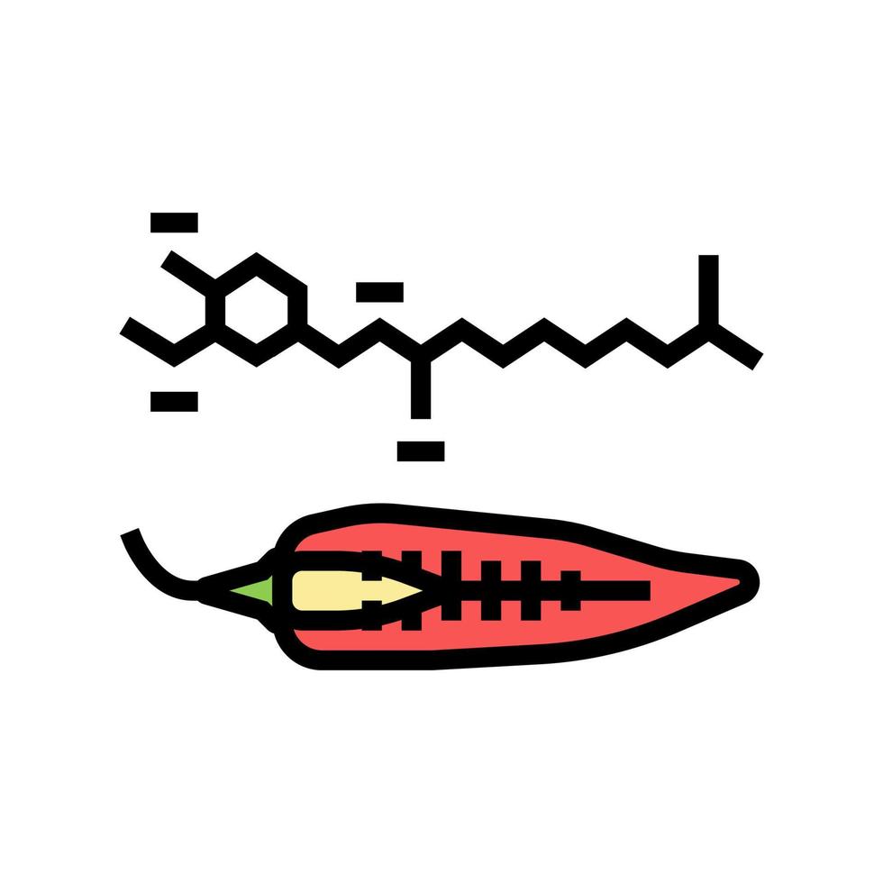 capsaicin peppar färg ikon vektor illustration