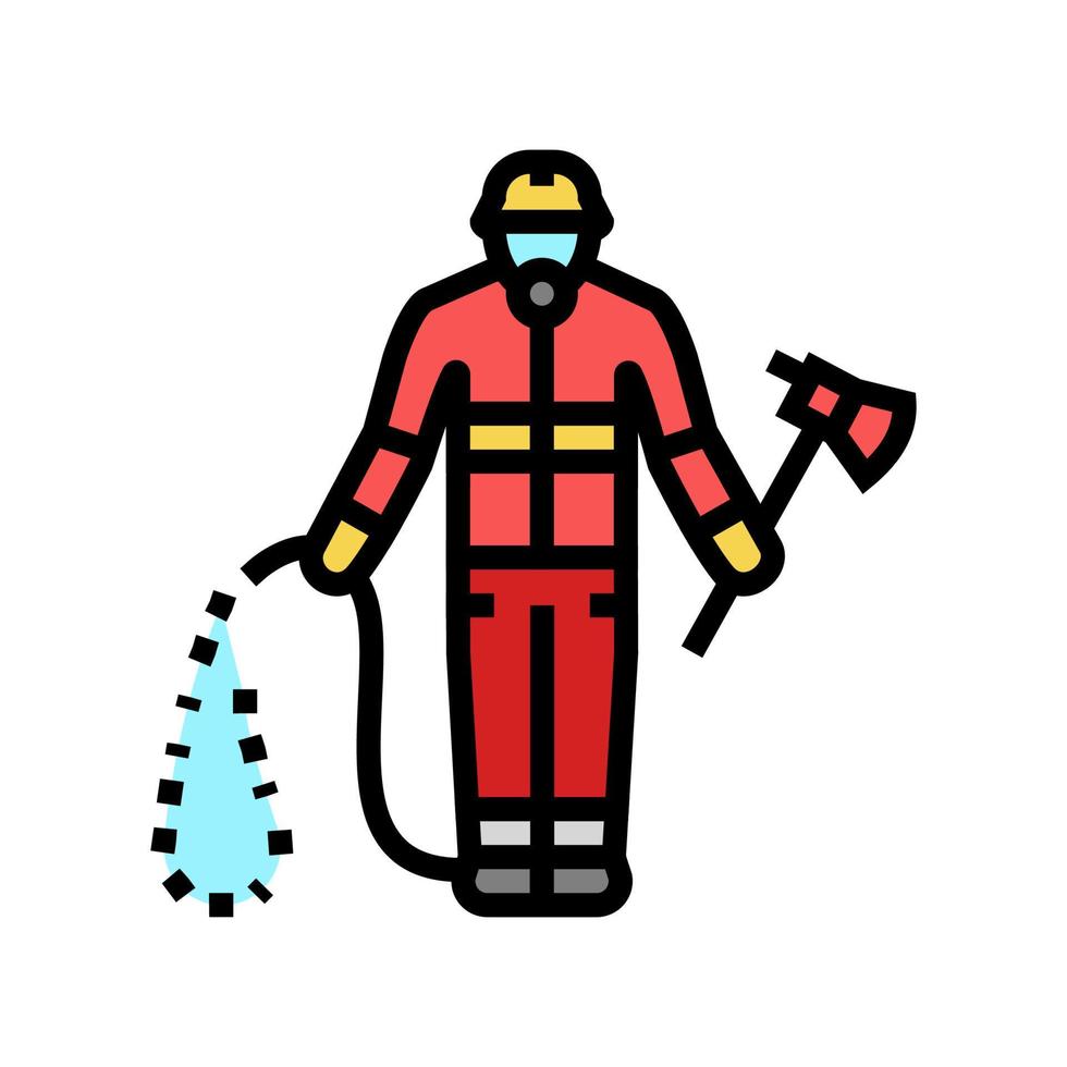 brandman utryckningsarbetare färg ikon vektor illustration