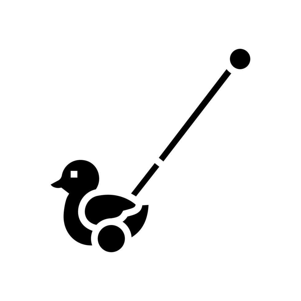 Duck Stick Push Toy Glyph Symbol Vektor Illustration