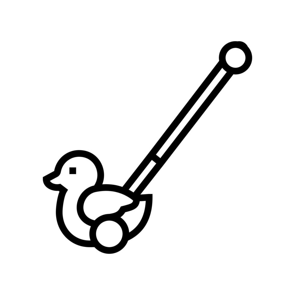 Duck Stick Push Toy Symbol Leitung Vektor Illustration