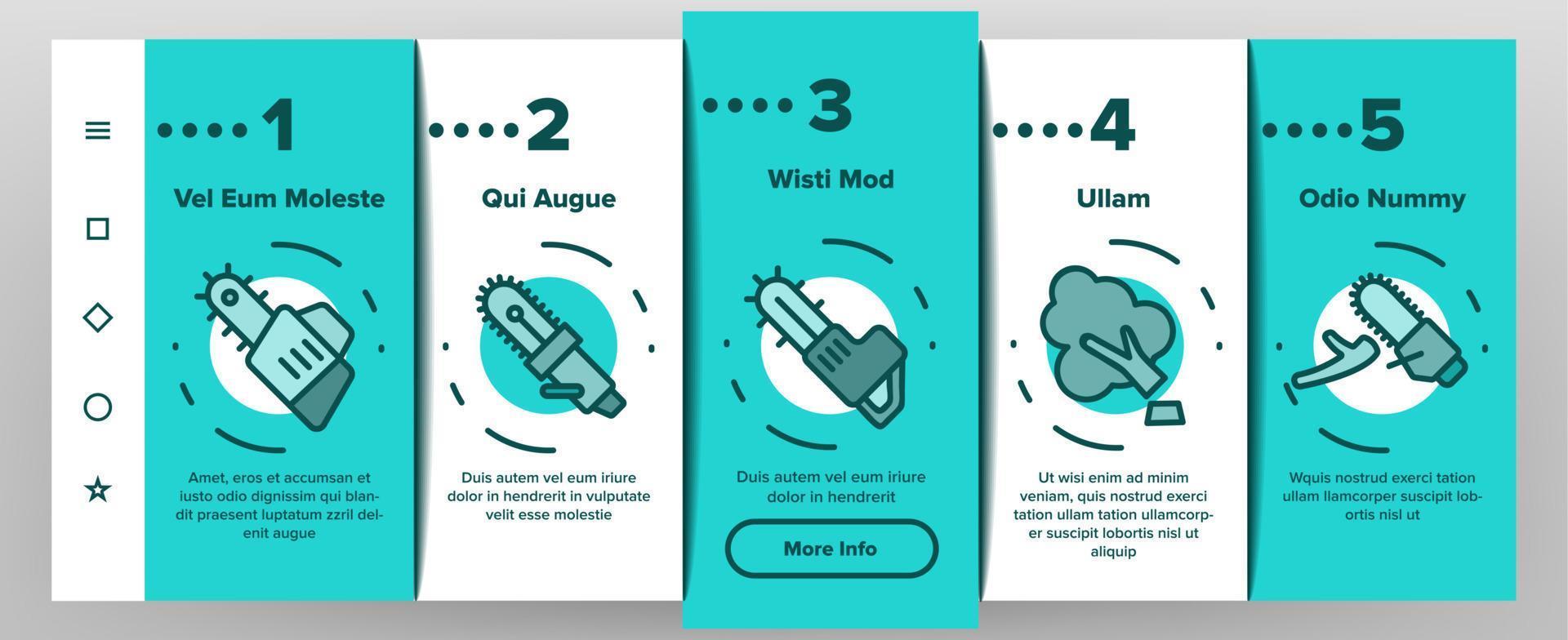 motorsåg onboarding ikoner som vektor
