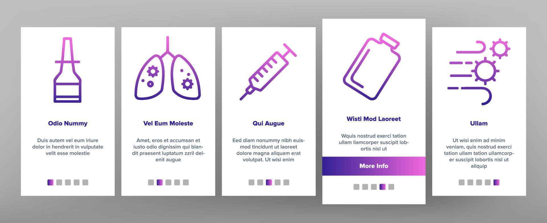 grippesymptome und heilungs-onboarding-symbole setzen vektor