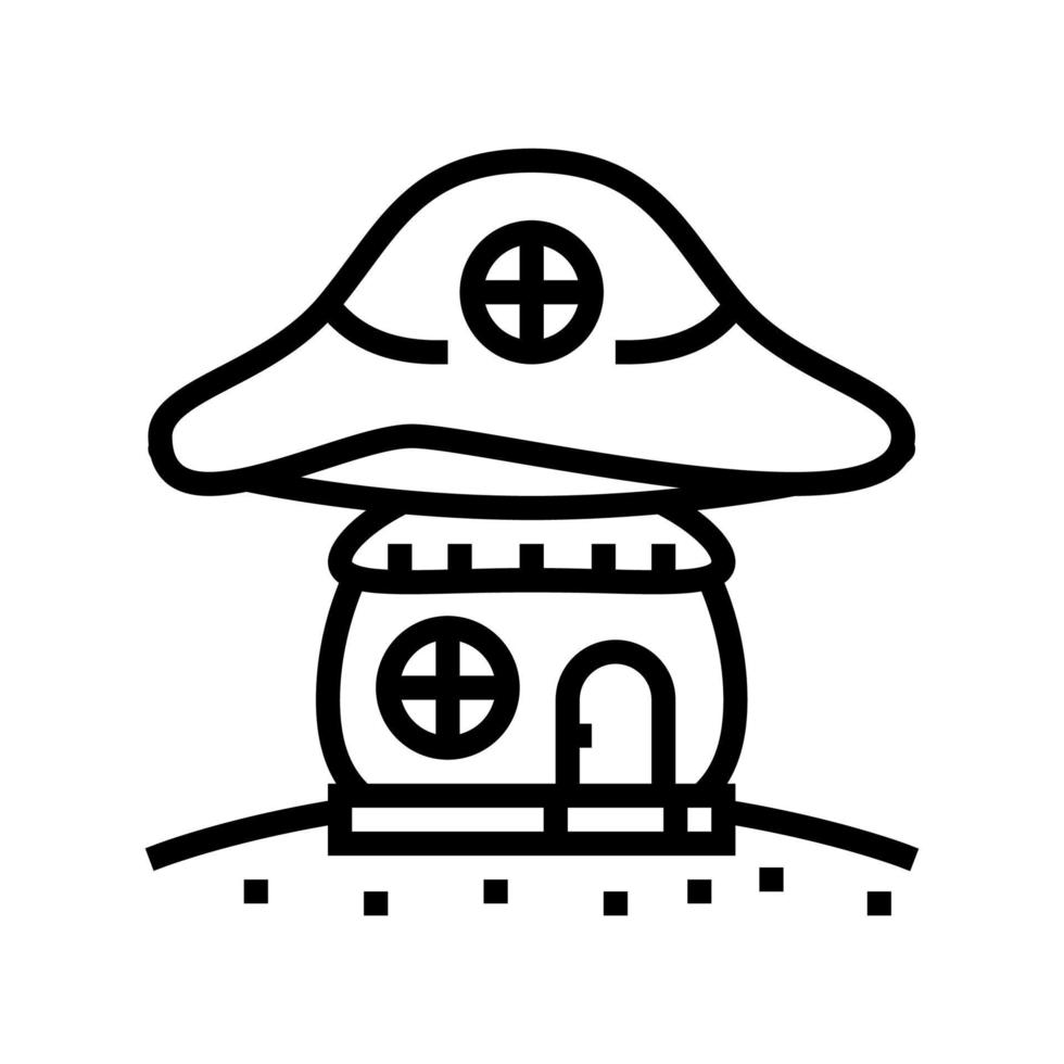 Pilz Haus Symbol Leitung Vektor Illustration