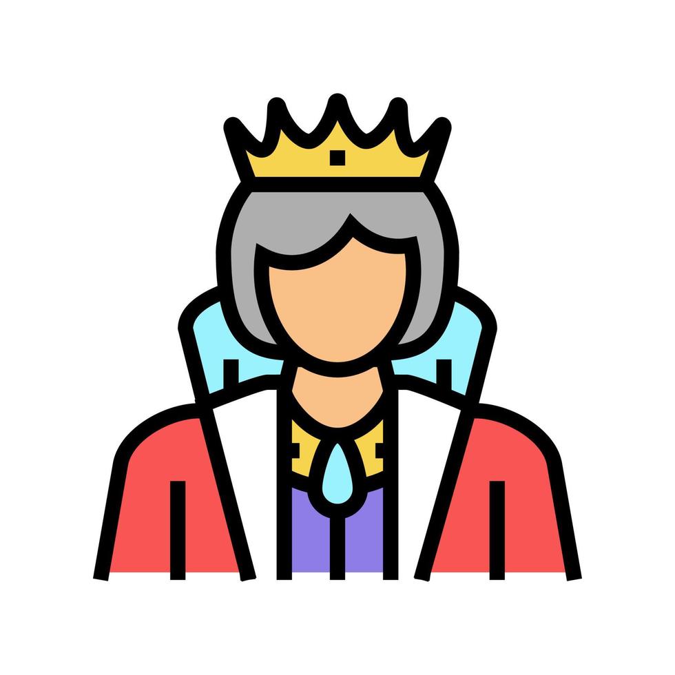 Königin Märchen Farbe Symbol Vektor Illustration