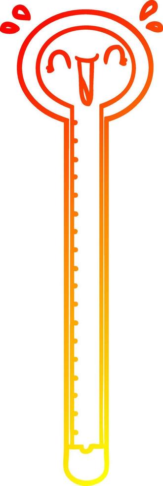 varm gradient linjeteckning tecknad termometer skrattar vektor