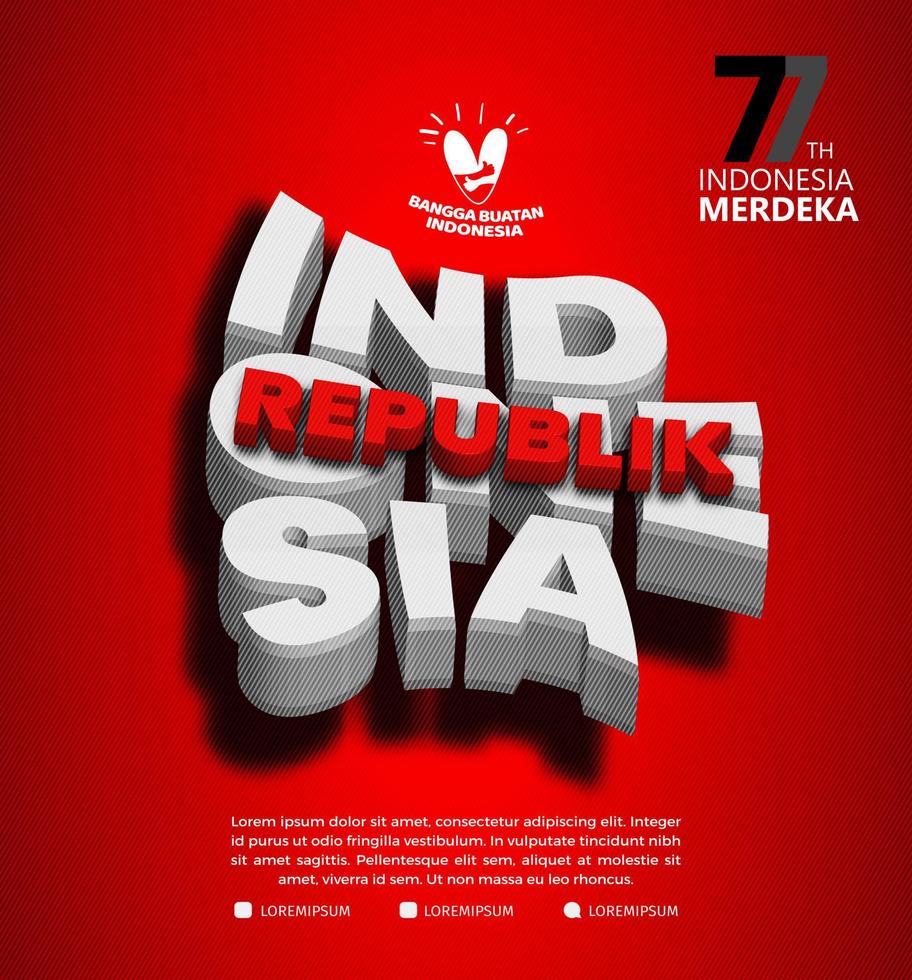 77 år, jubileumsdagen för republiken Indonesiens självständighet. illustration affisch mall design vektor
