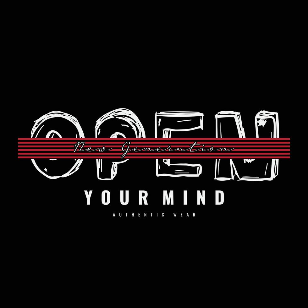 open your mind Typografie-Slogan für Print-T-Shirt-Design vektor