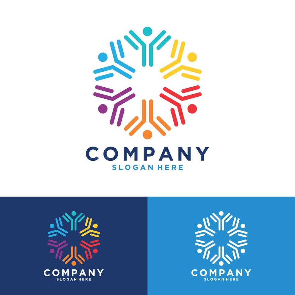 Logo-Symbol für Menschen und Einheit für soziale Medien, Teamarbeit, Allianz, Verbindung, Familie, Gemeinschaft, Menschen, Netzwerk und soziale Symbole Vektor-Logo-Design-Vorlagenelemente vektor
