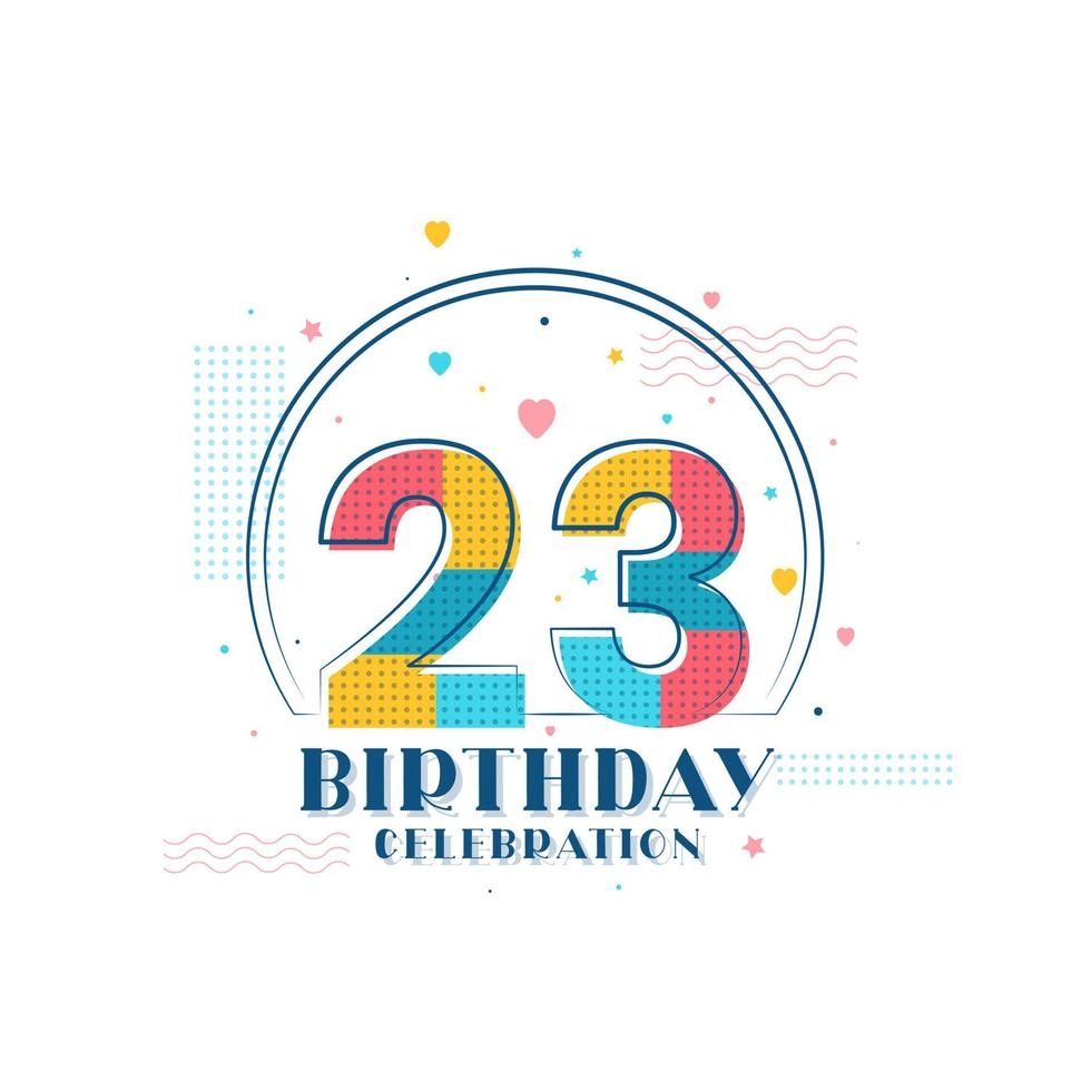 23. Geburtstagsfeier, modernes Design zum 23. Geburtstag vektor