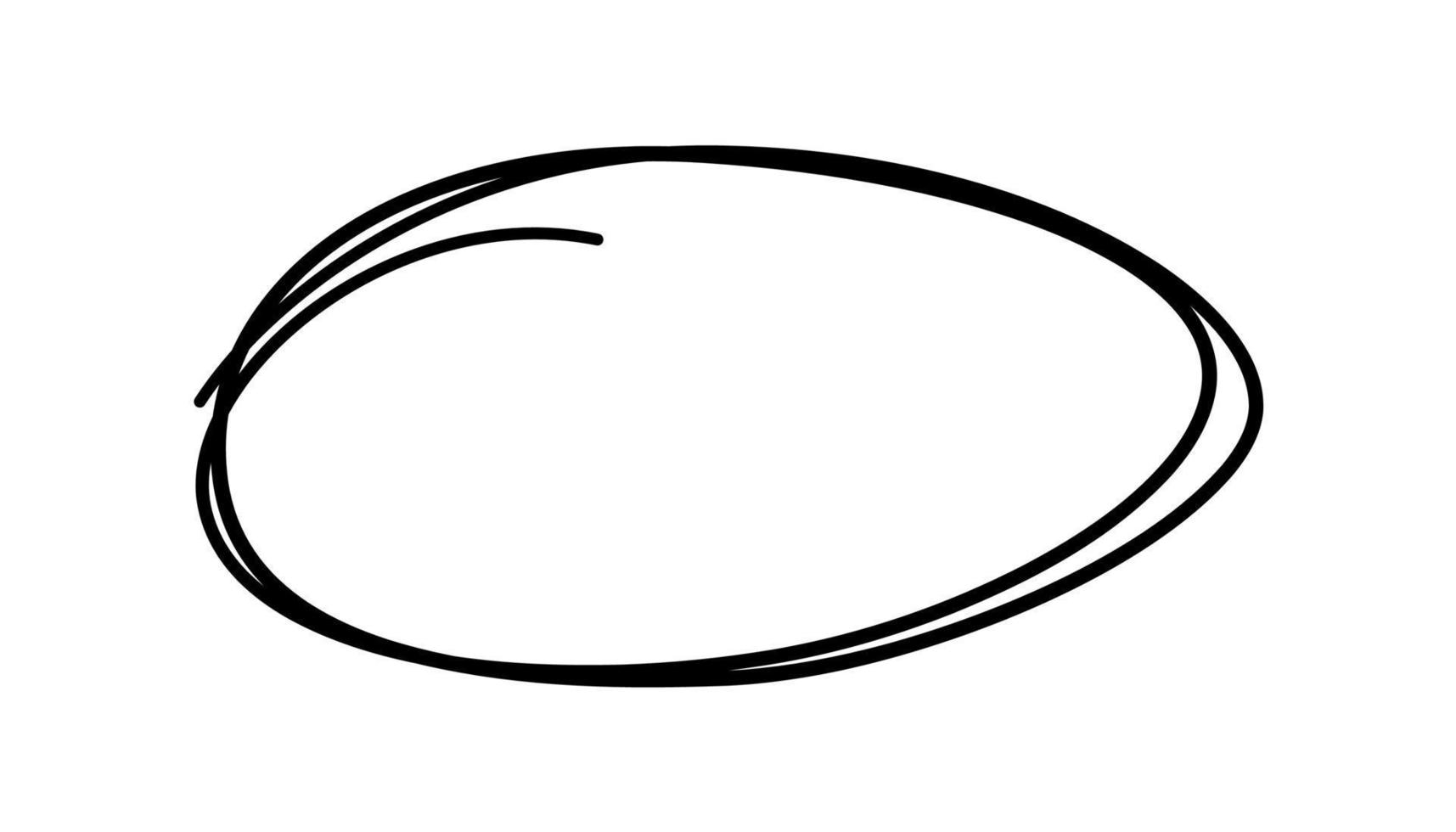 handgezeichnetes Scribble-Oval. Gekritzelskizze unterstreichen. Kreisrahmen hervorheben. Ellipse im Doodle-Stil. Vektor-Illustration isoliert auf weißem Hintergrund. vektor