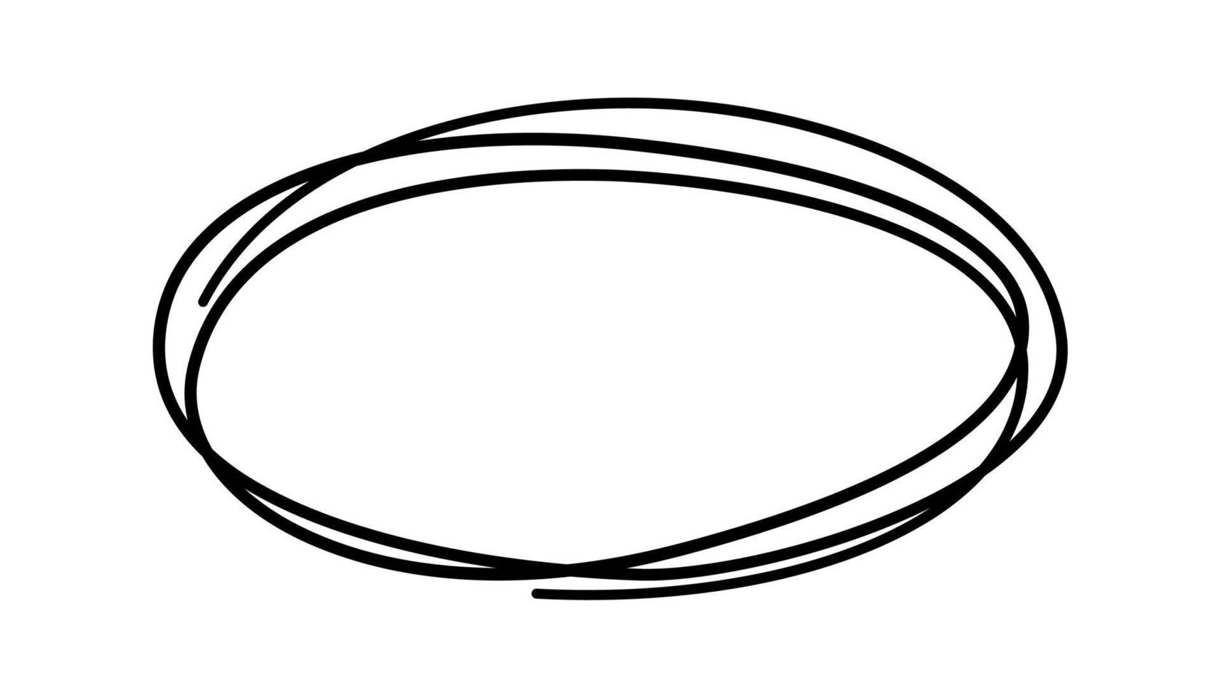 handgezeichnetes Scribble-Oval. Gekritzelskizze unterstreichen. Kreisrahmen hervorheben. Ellipse im Doodle-Stil. Vektor-Illustration isoliert auf weißem Hintergrund. vektor