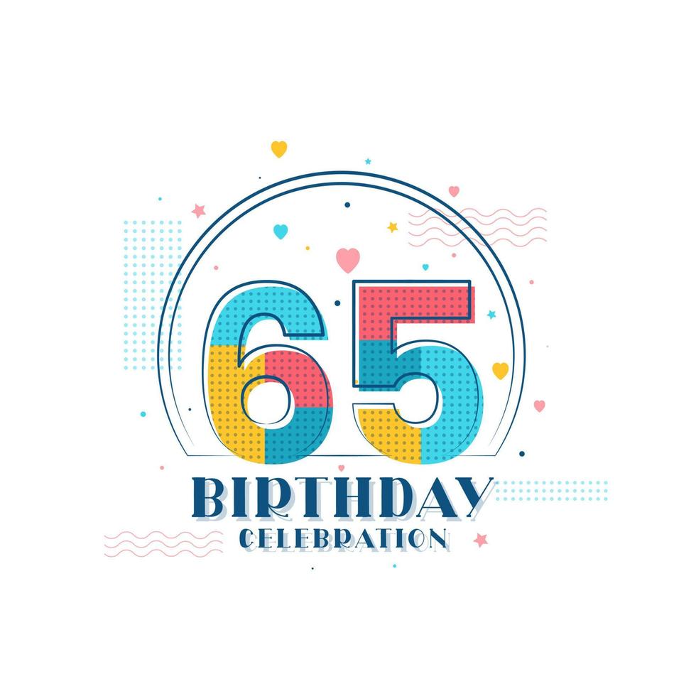 65-födelsedagsfirande, modern 65-årsdagsdesign vektor