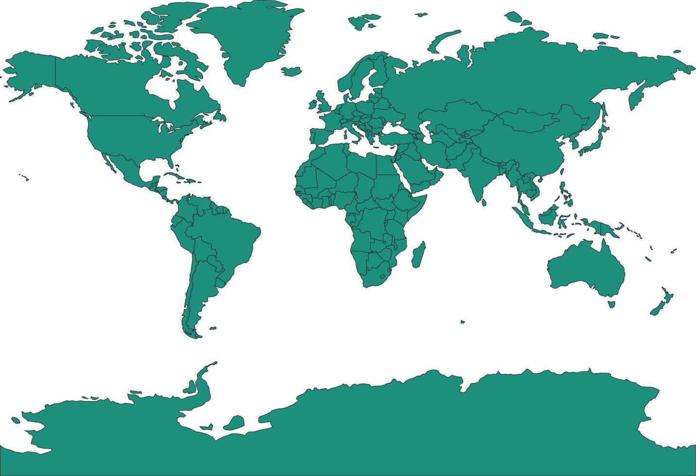 världskarta blågrön färg vektor
