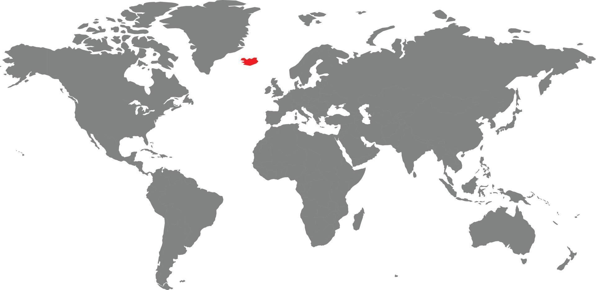 islandskarta på världskartan vektor