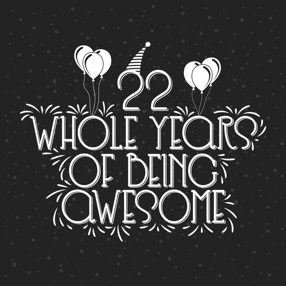 22 års födelsedag och 22 års jubileumsfirande stavfel vektor