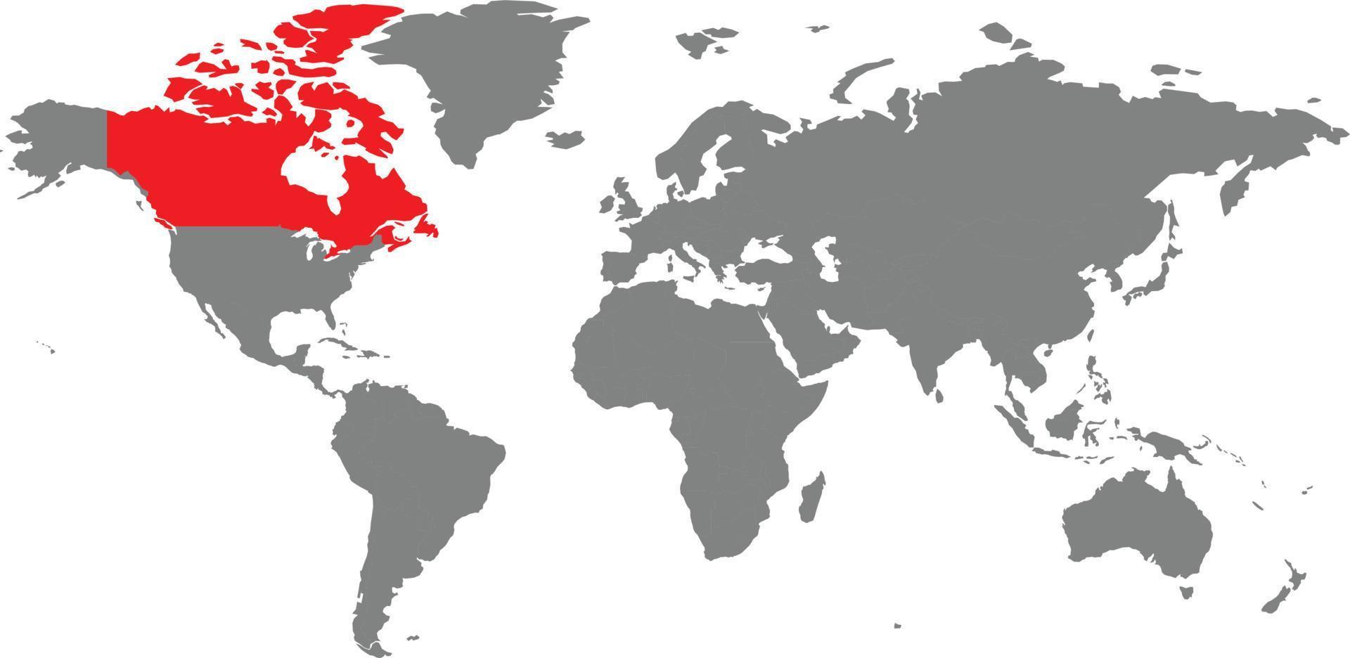 Kanada karta på världskartan vektor