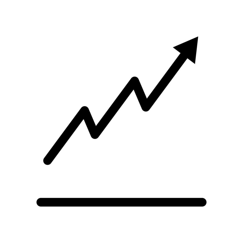 Symbol für den Pfeil nach oben im Diagrammlinienstil, bearbeitbare Linie. flaches Vektorsymbol vektor