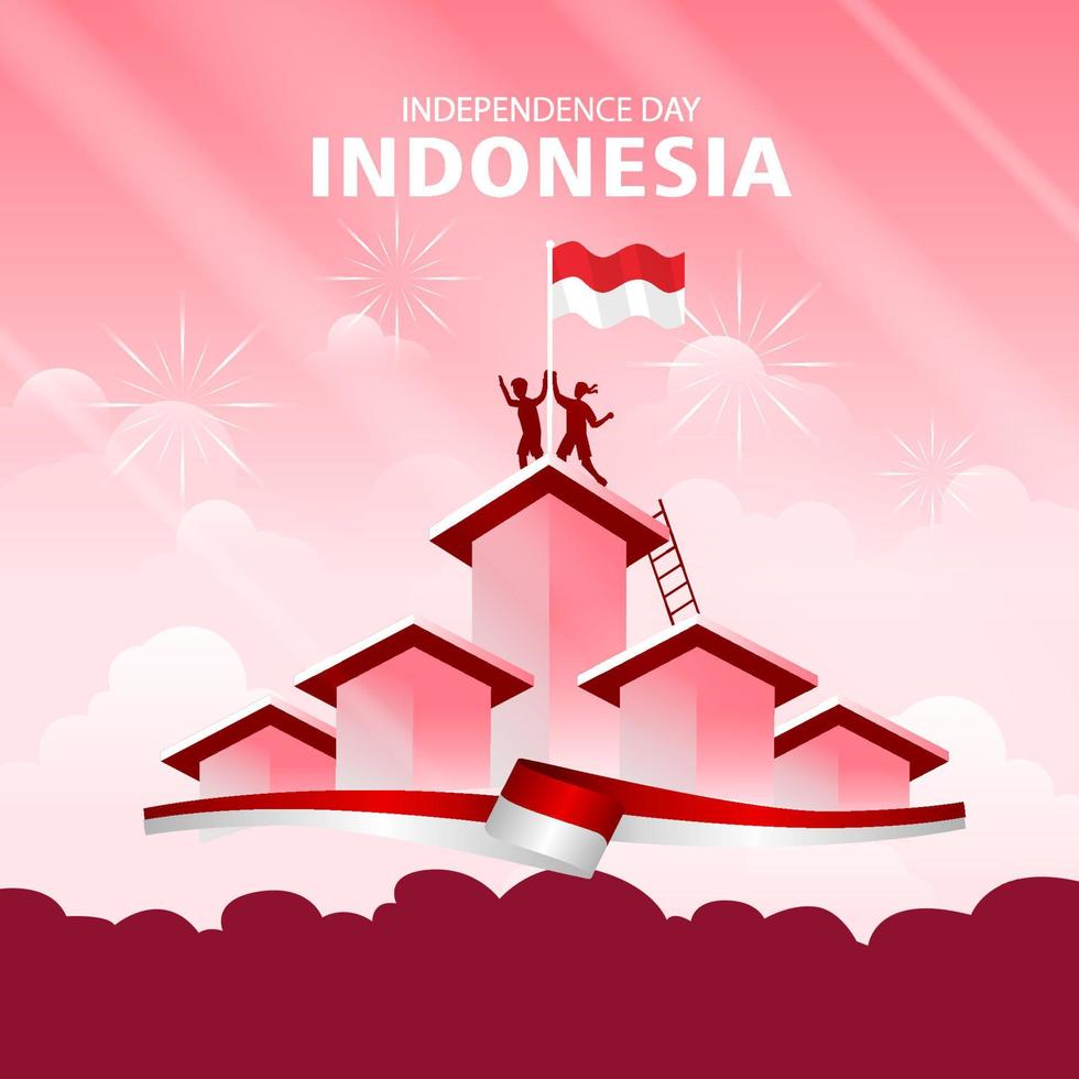 indonesischer unabhängigkeitstag illustrationsvektor. indonesische Flagge. indonesisches nationaltagskonzept am 17. august. vektor
