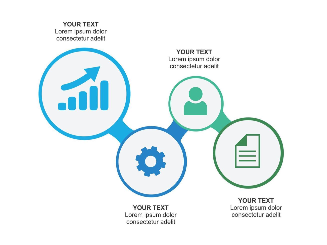 Illustration Infografik-Designvorlage mit Symbolen und 4 Optionen oder Schritten. kann für Prozess, Präsentationen, Layout, Banner, Infografik verwendet werden vektor