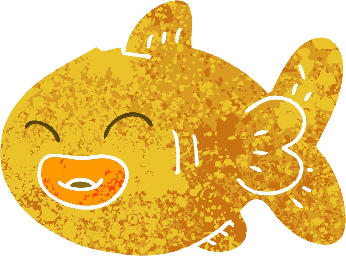 schrulliger Cartoon-Fisch im Retro-Illustrationsstil vektor