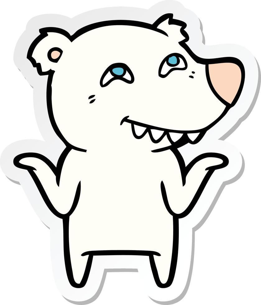 Aufkleber eines Cartoon-Eisbären, der Zähne zeigt vektor