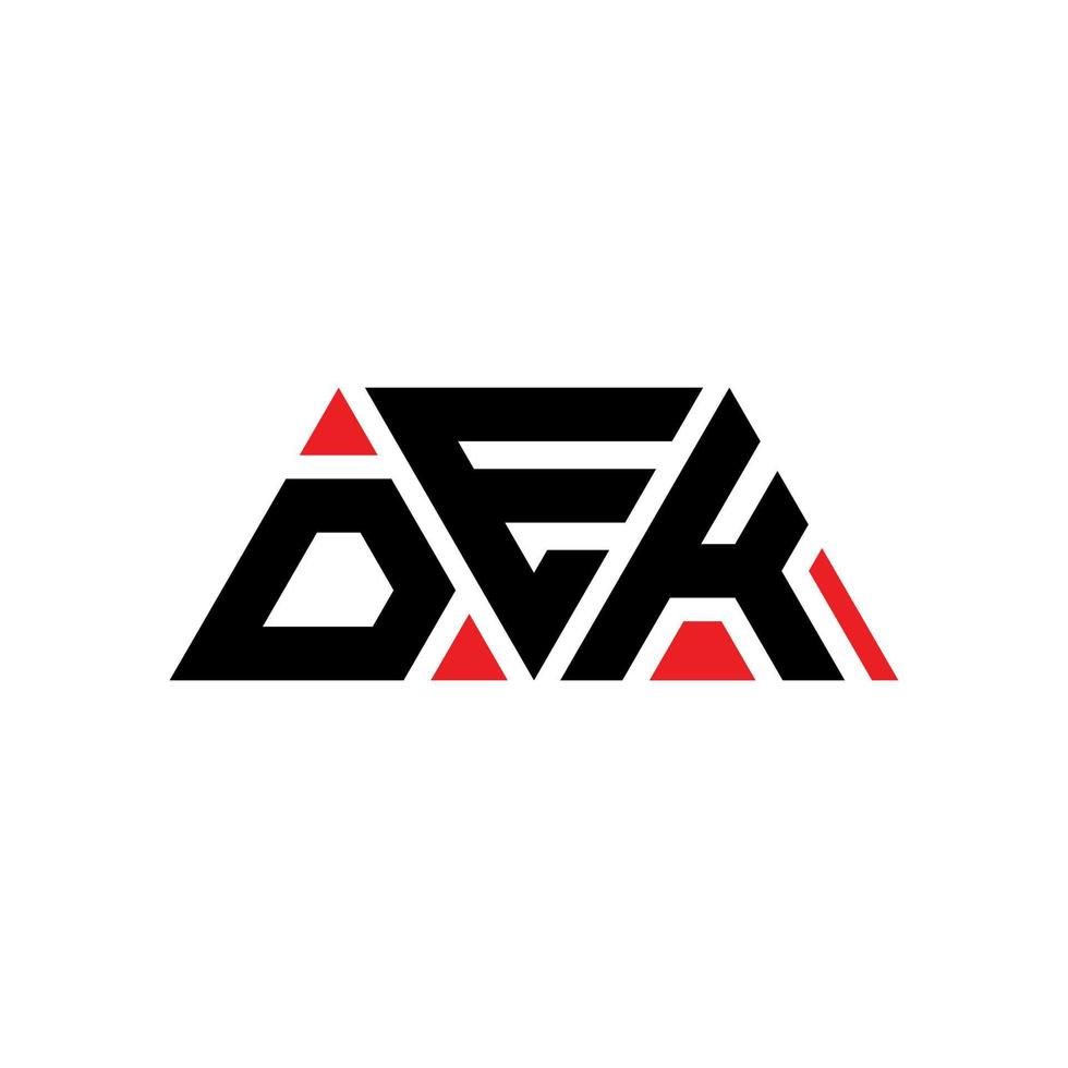 dek-Dreieck-Buchstaben-Logo-Design mit Dreiecksform. dek-Dreieck-Logo-Design-Monogramm. dek-Dreieck-Vektor-Logo-Vorlage mit roter Farbe. dek dreieckiges Logo einfaches, elegantes und luxuriöses Logo. dek vektor