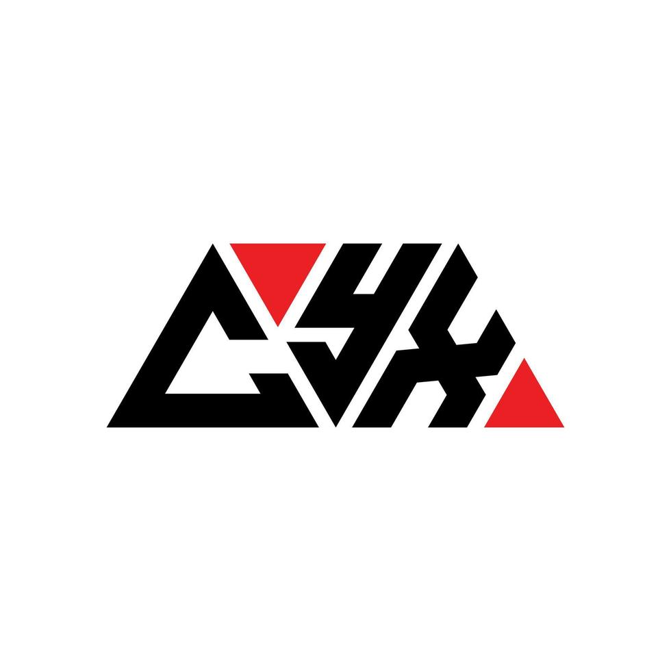 Cyx-Dreieck-Buchstaben-Logo-Design mit Dreiecksform. Cyx-Dreieck-Logo-Design-Monogramm. Cyx-Dreieck-Vektor-Logo-Vorlage mit roter Farbe. Cyx dreieckiges Logo einfaches, elegantes und luxuriöses Logo. Cyx vektor