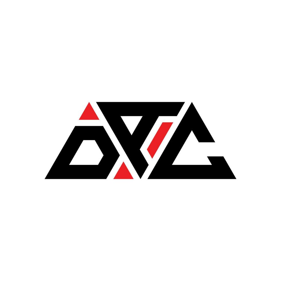 dac triangel bokstavslogotypdesign med triangelform. dac triangel logotyp design monogram. dac triangel vektor logotyp mall med röd färg. dac triangulär logotyp enkel, elegant och lyxig logotyp. dac