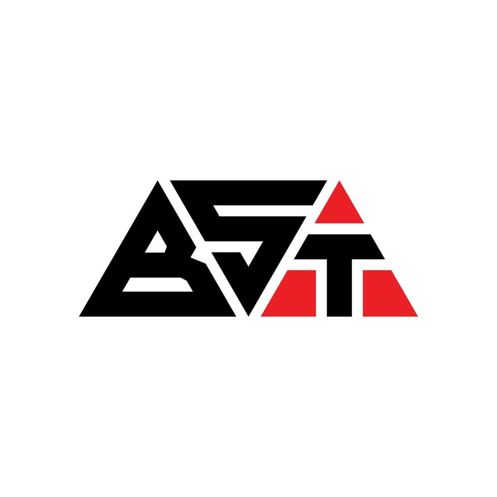 bst-Dreieck-Buchstaben-Logo-Design mit Dreiecksform. bst-Dreieck-Logo-Design-Monogramm. BST-Dreieck-Vektor-Logo-Vorlage mit roter Farbe. bst dreieckiges Logo einfaches, elegantes und luxuriöses Logo. bst vektor