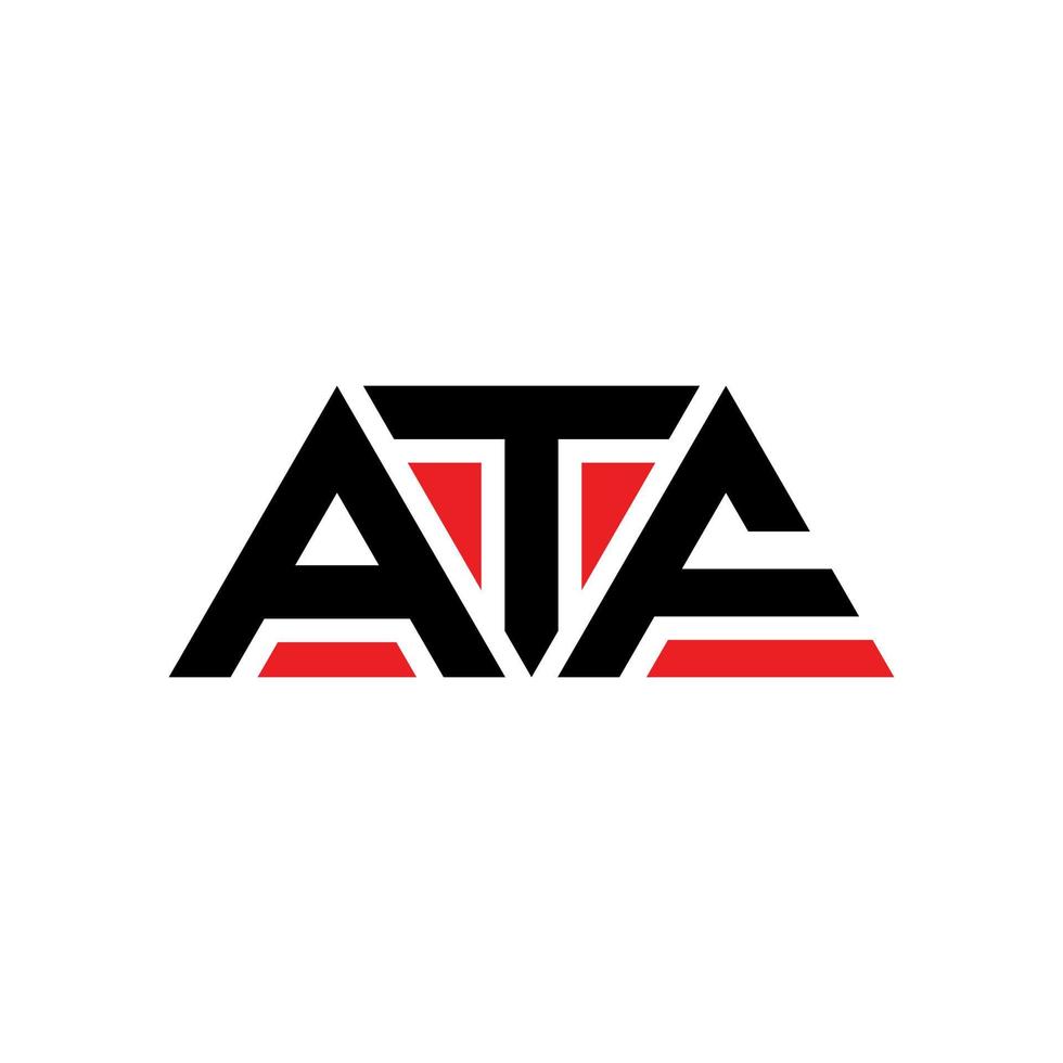 atf triangel bokstavslogotypdesign med triangelform. atf triangel logotyp design monogram. atf triangel vektor logotyp mall med röd färg. atf triangulär logotyp enkel, elegant och lyxig logotyp. atf