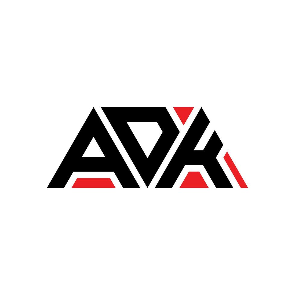 adk-Dreieck-Buchstaben-Logo-Design mit Dreiecksform. Adk-Dreieck-Logo-Design-Monogramm. Adk-Dreieck-Vektor-Logo-Vorlage mit roter Farbe. adk dreieckiges Logo einfaches, elegantes und luxuriöses Logo. adk vektor