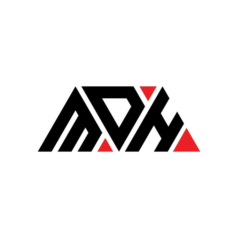 mdh-Dreieck-Buchstaben-Logo-Design mit Dreiecksform. Mdh-Dreieck-Logo-Design-Monogramm. Mdh-Dreieck-Vektor-Logo-Vorlage mit roter Farbe. mdh dreieckiges Logo einfaches, elegantes und luxuriöses Logo. mdh vektor