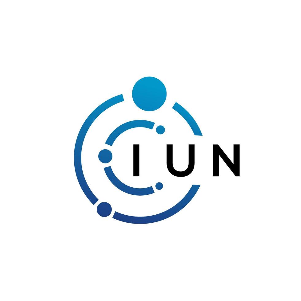 iun-Buchstaben-Technologie-Logo-Design auf weißem Hintergrund. iun kreative Initialen schreiben es Logo-Konzept. iun-Briefgestaltung. vektor