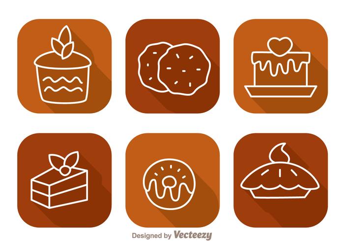 Kuchen Lange Schatten Icons vektor