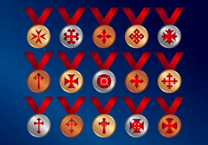 Kreuze Medaillen Vector Icons