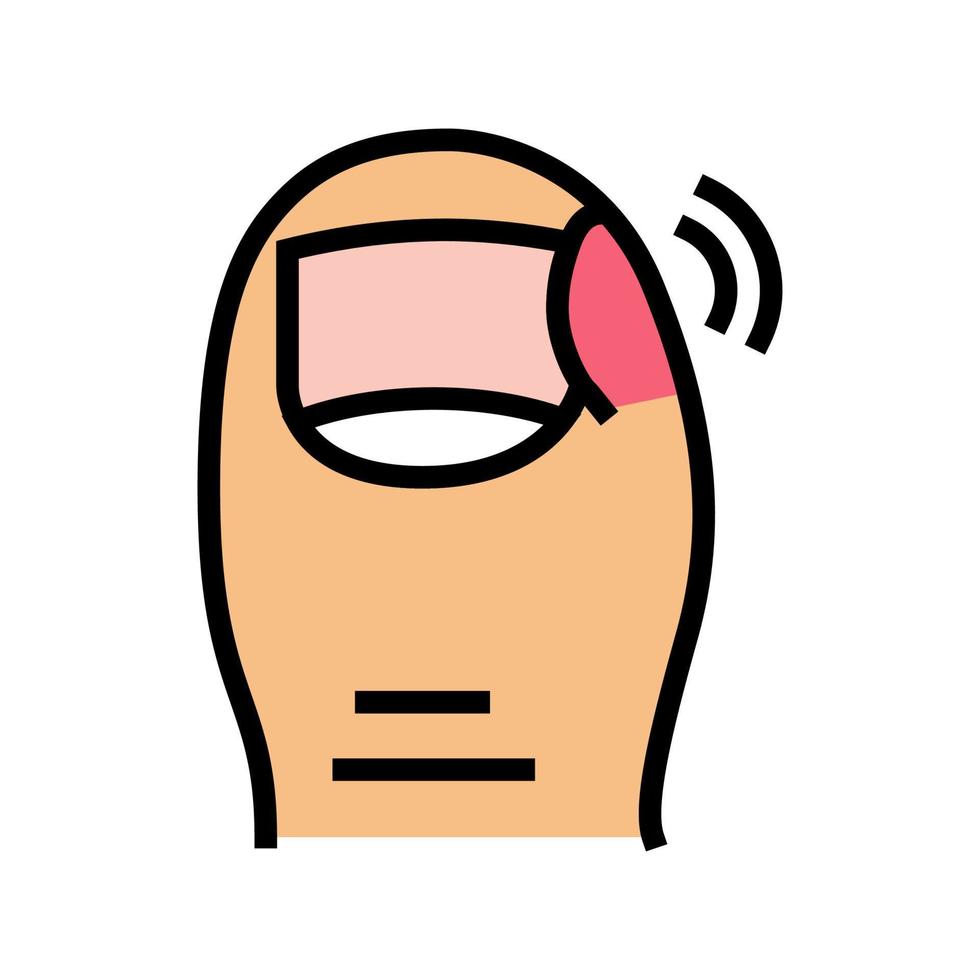 inåtväxande nagel smärta färg ikon vektor illustration