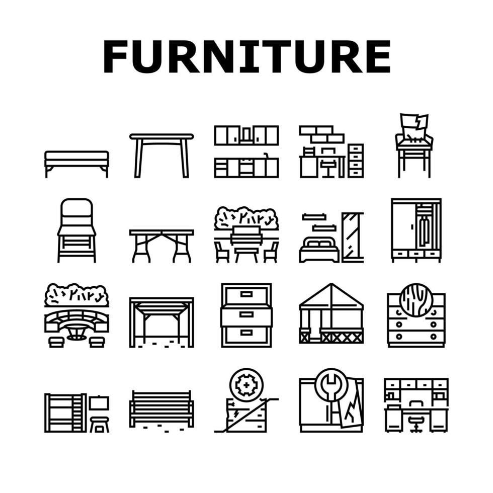 möbler för hem och bakgård ikoner som vektor