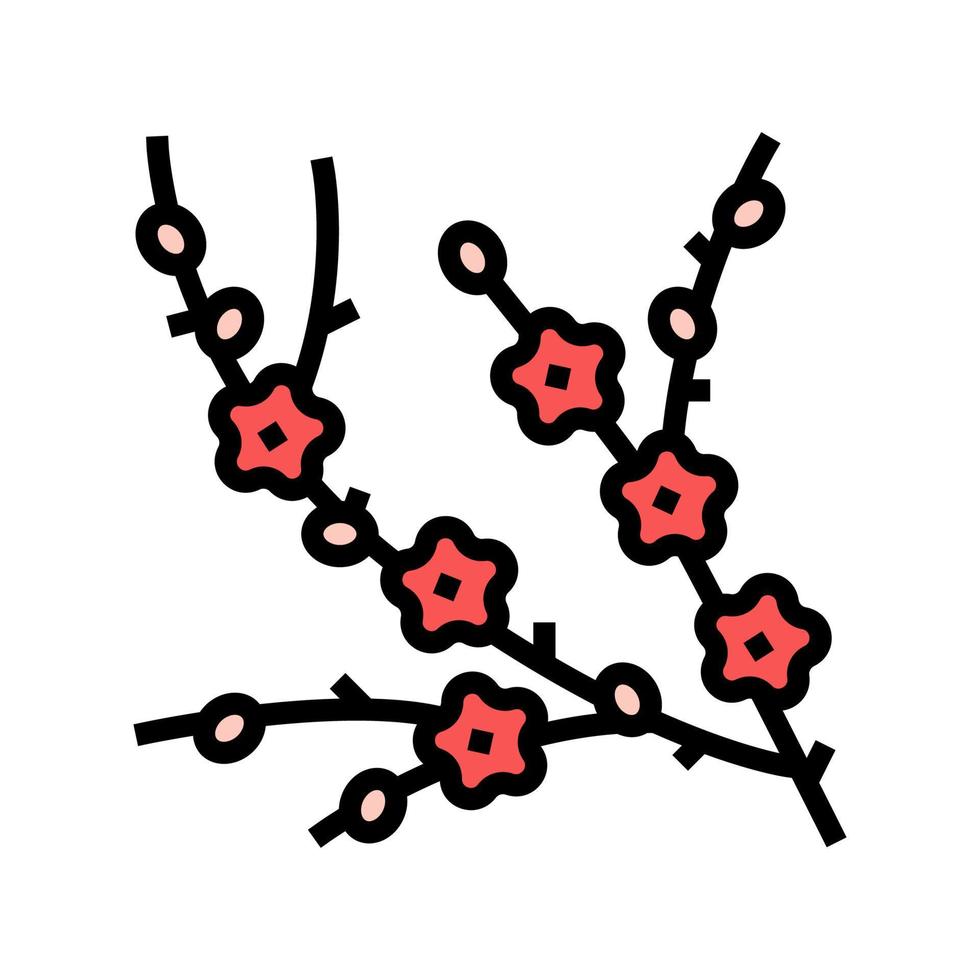 plommonträd gren färg ikon vektorillustration vektor