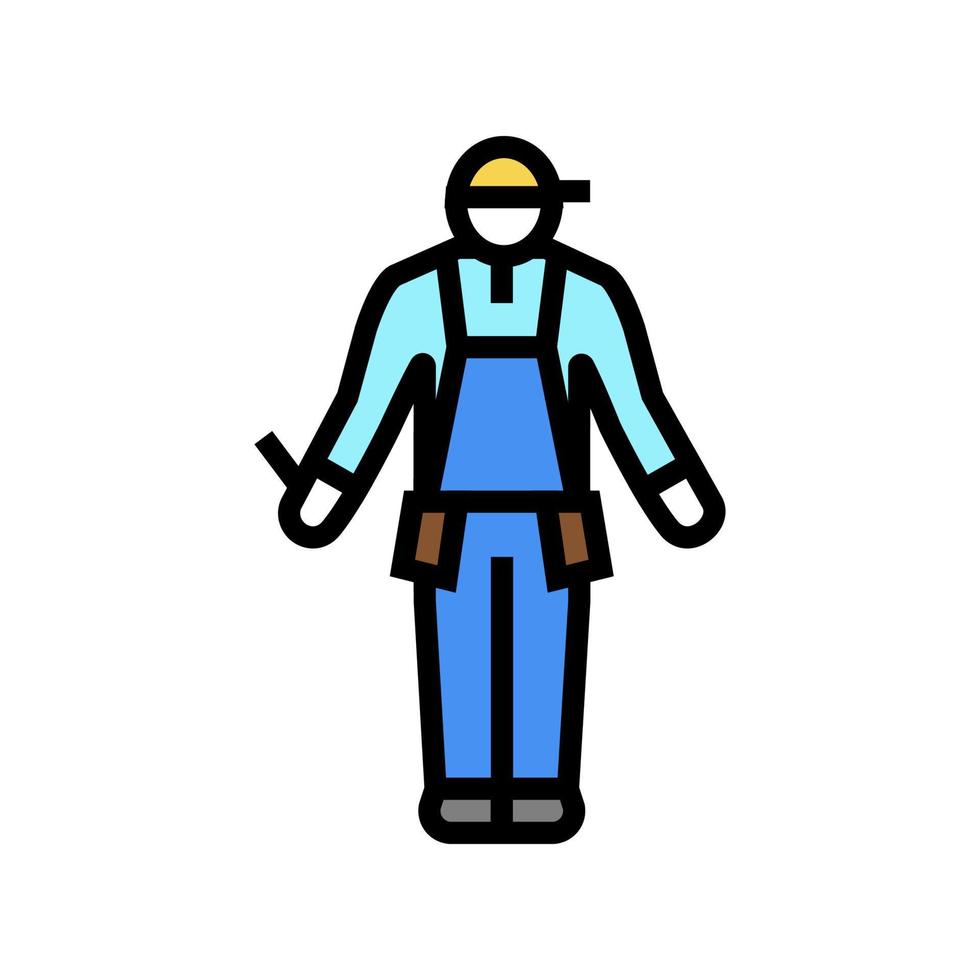 Worker Builder Farbe Symbol Vektor Illustration