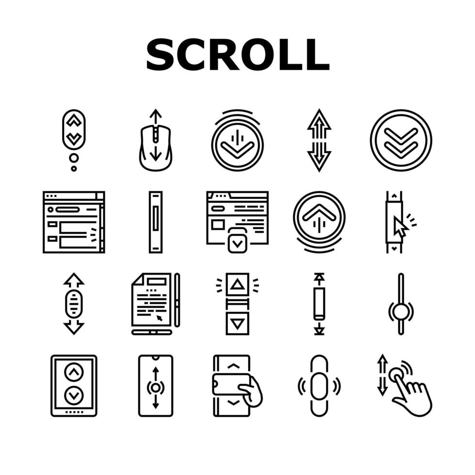 Scroll-Computer-Maus-Cursor-Symbole setzen Vektor