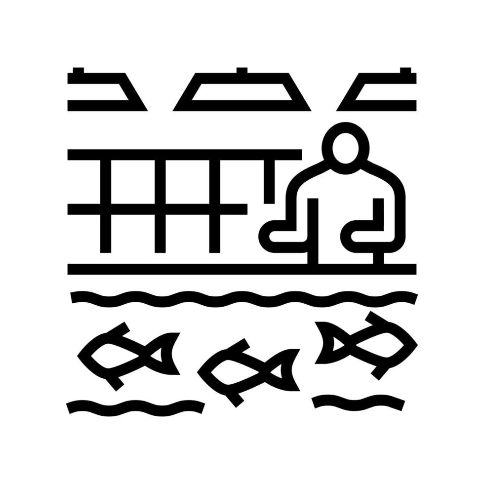 Brütereien Lachs Symbol Leitung Vektor Illustration
