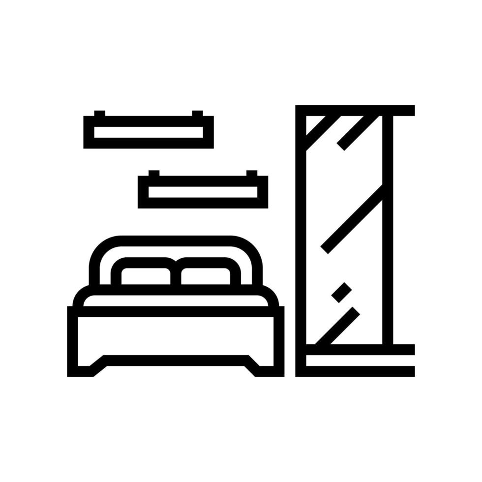 Schlafzimmer Möbel Linie Symbol Vektor Illustration