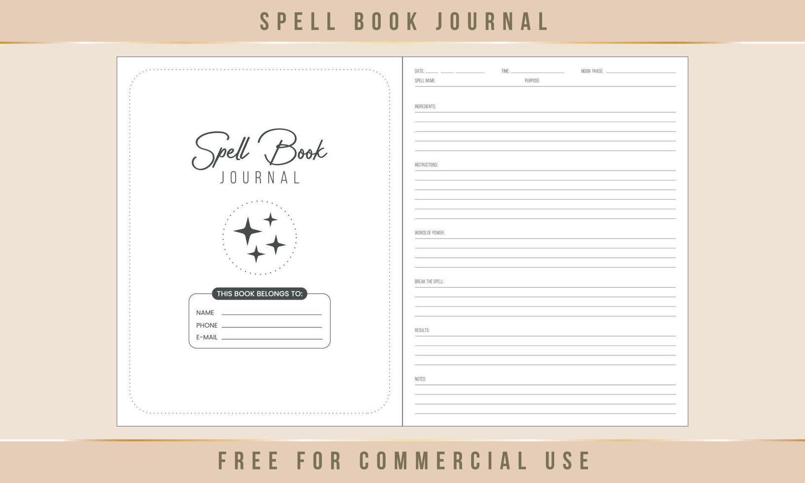 spell book journal inredning vektor