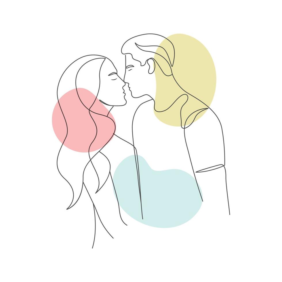 Paar romantische Liebesstimmung küssen Romantik Strichzeichnungen Vektor