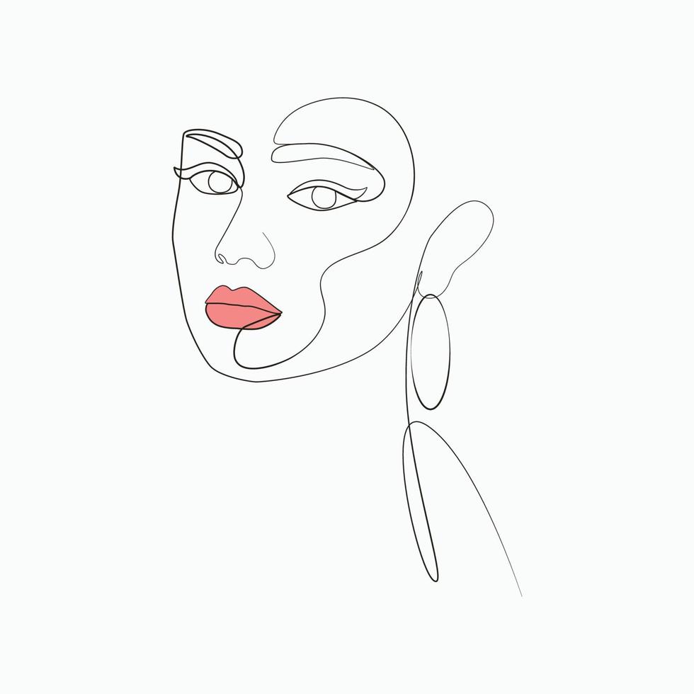 abstrakt skönhet ansikte kvinna söt flicka linjekonst illustration vektorkonst vektor
