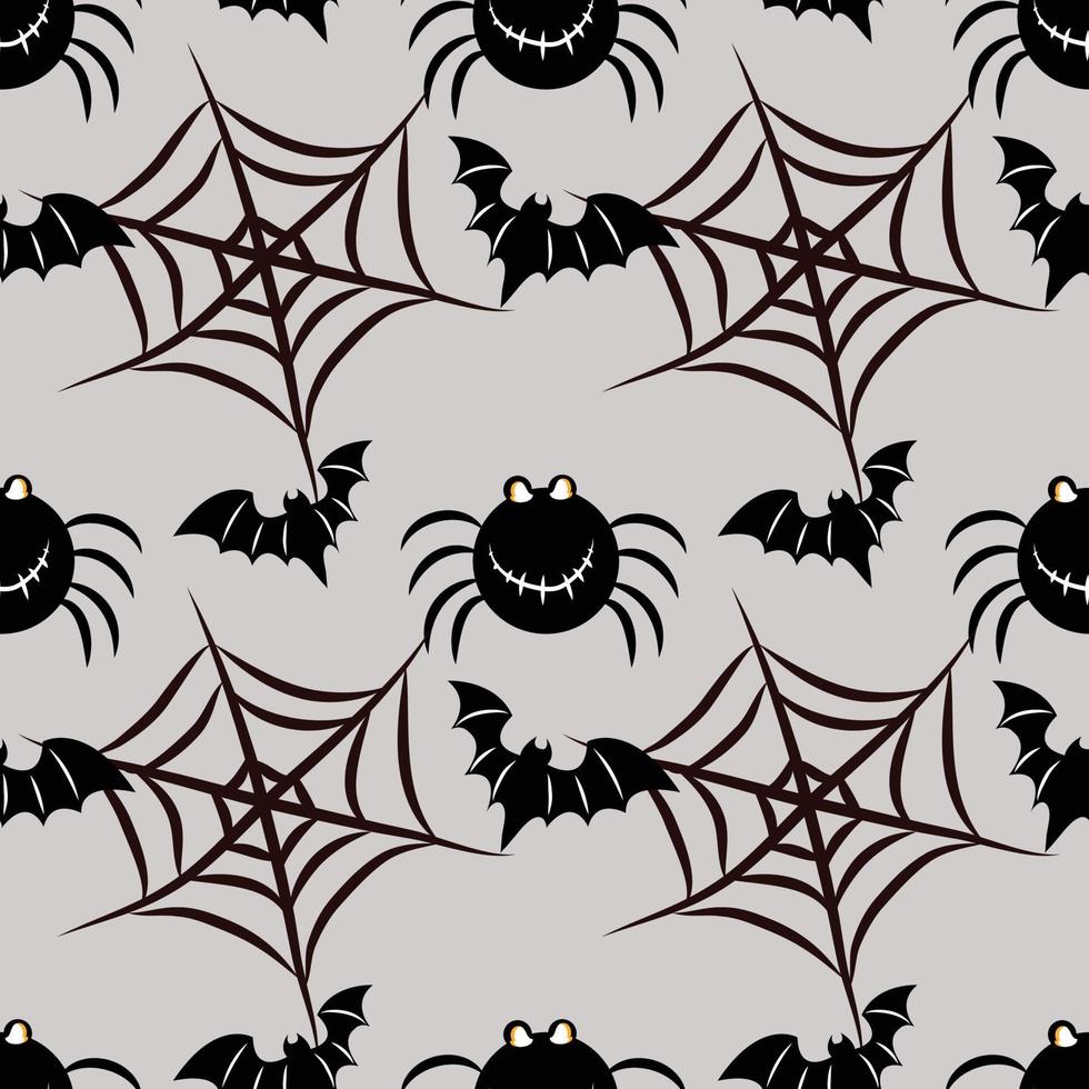 halloween söta objekt sömlös vektor design grå bakgrund