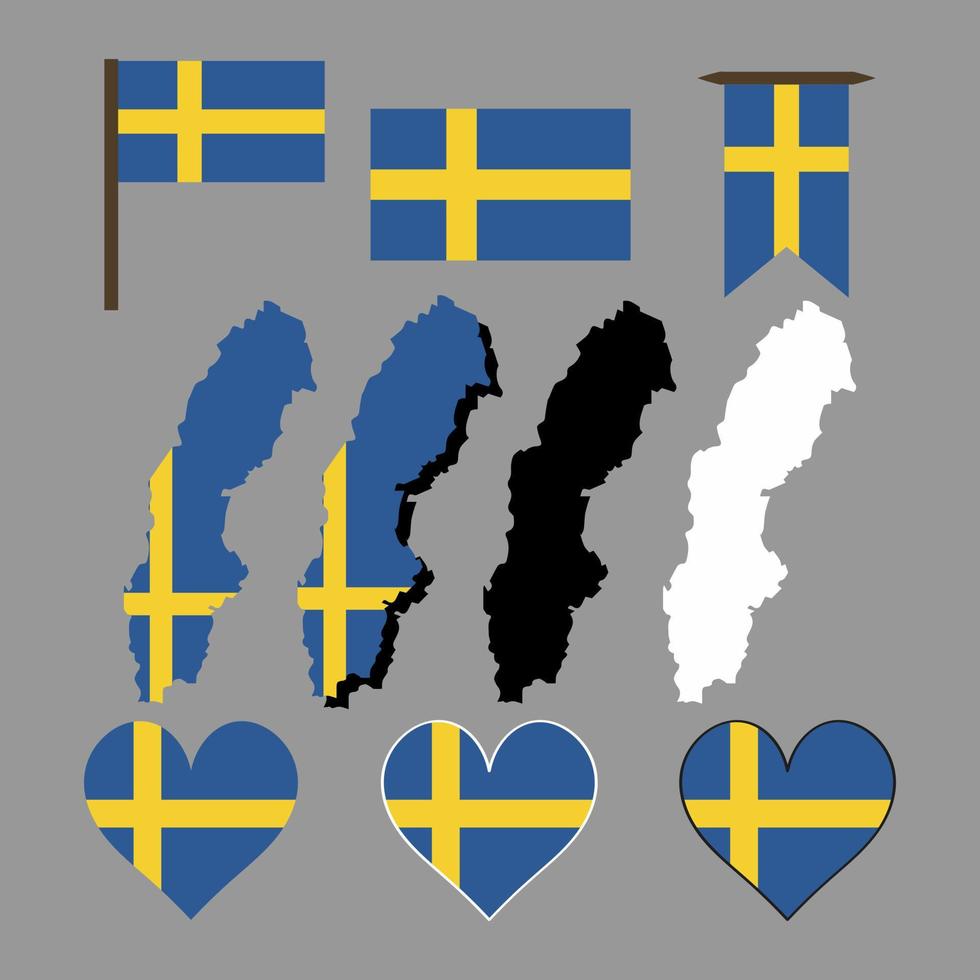 Sverige. sverigekarta och flagga. vektor illustration.