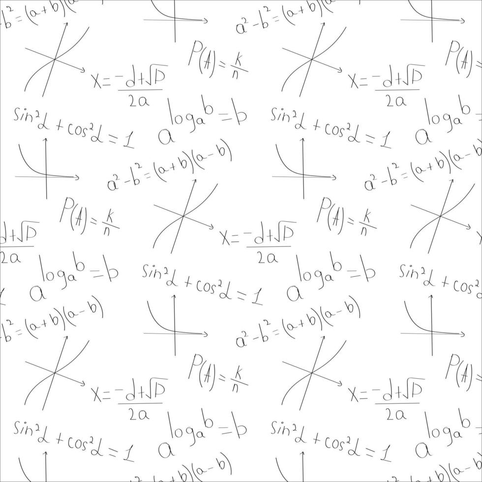 nahtloser Hintergrund mit mathematischen Formeln auf weißem Hintergrund. Vektor-Illustration. vektor