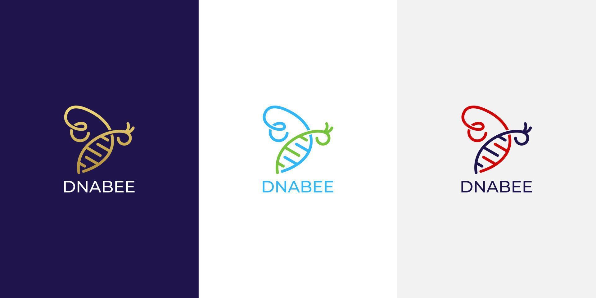 bee dna logotyp ikon med linjekonst stil vektor