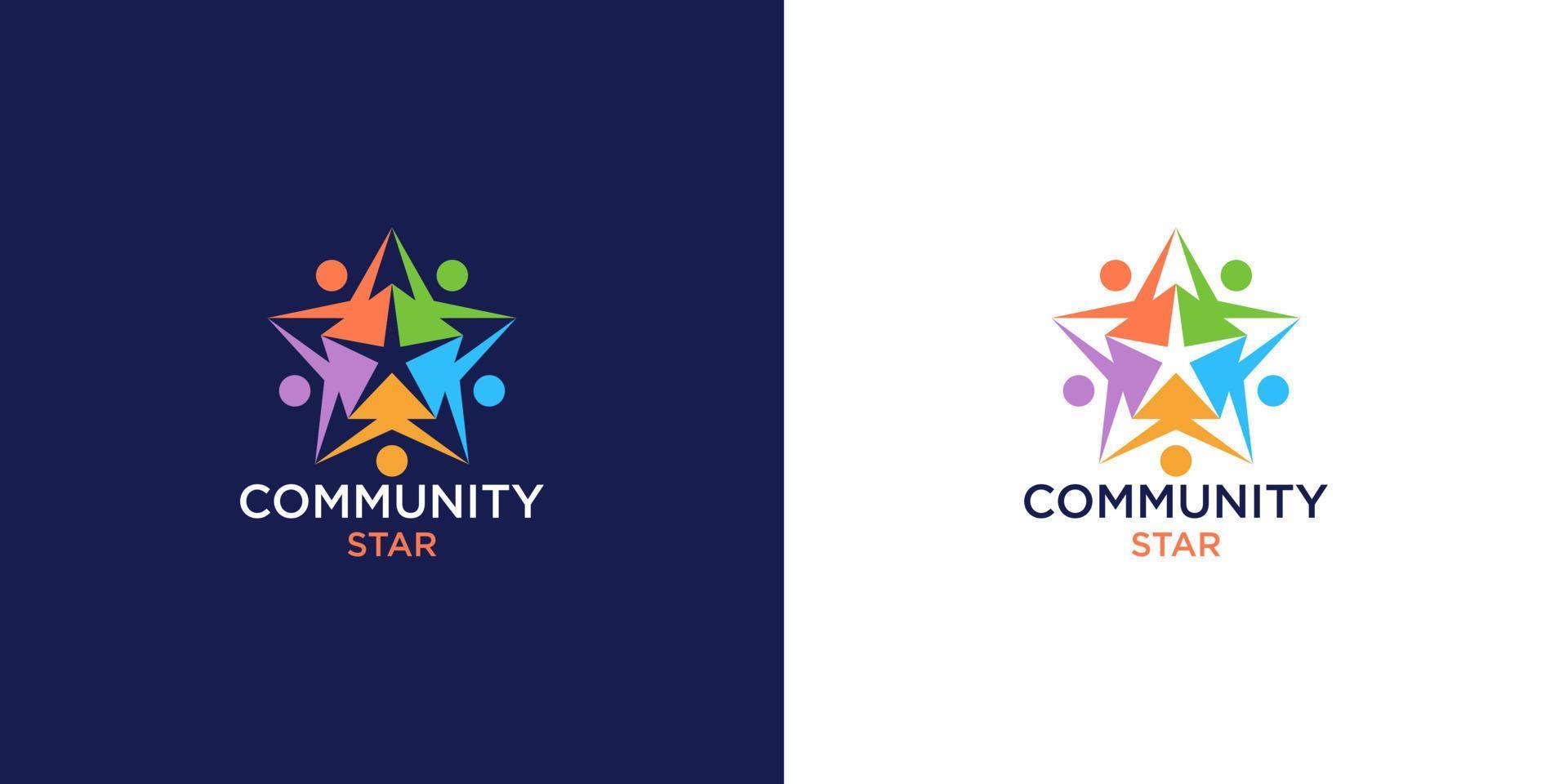 People Community Care Logo mit kreativem Sternkonzept vektor